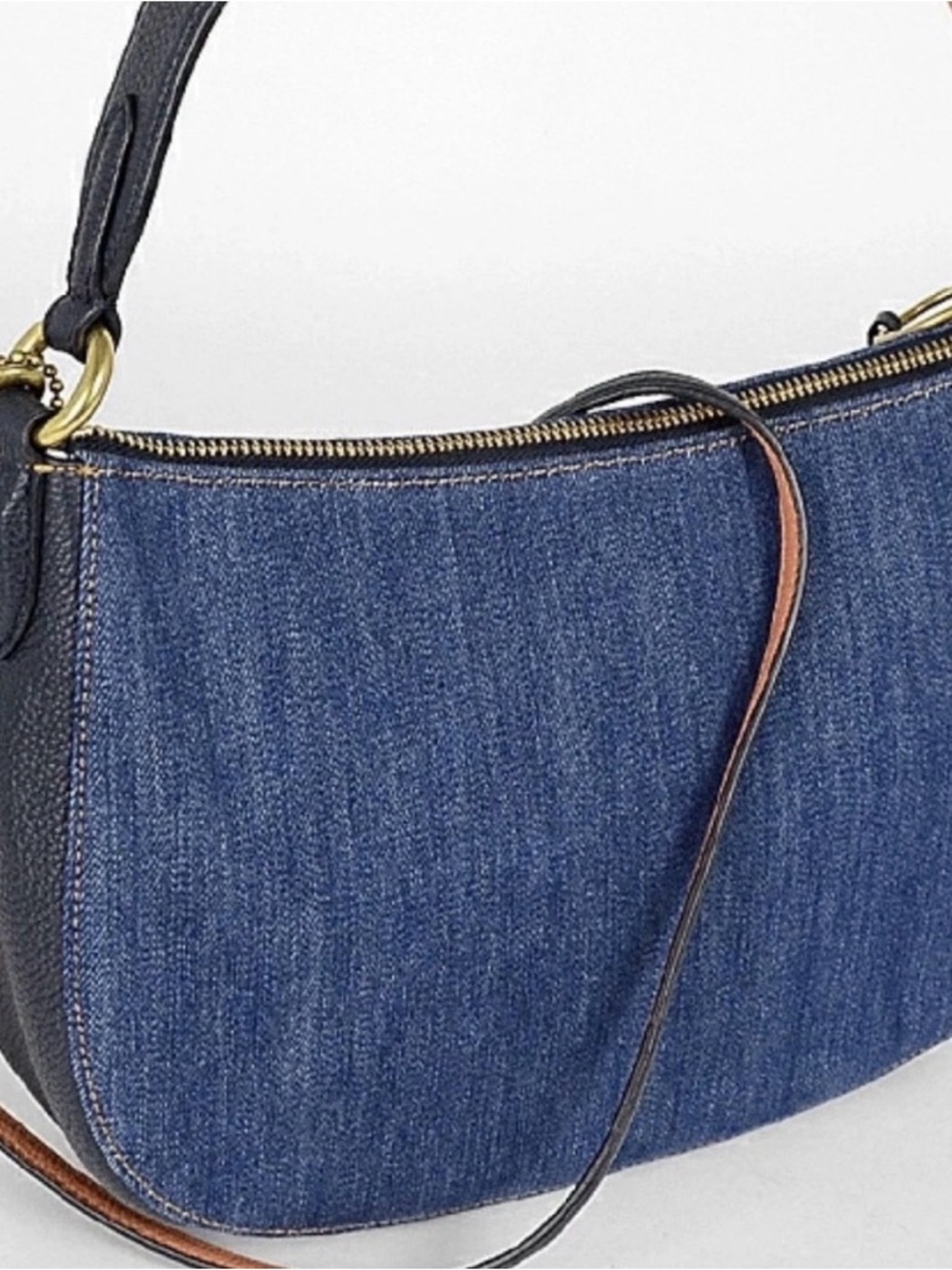 NWT Coach Denim Sutton Crossbody with Leather Strap and Gold Hardware - Picture 4 of 8